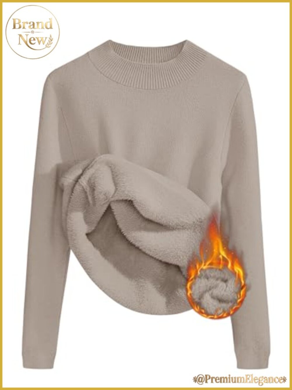 Fleece Sherpa Lined Turtleneck Pullover Sweater Winter Warm Long Sleeve